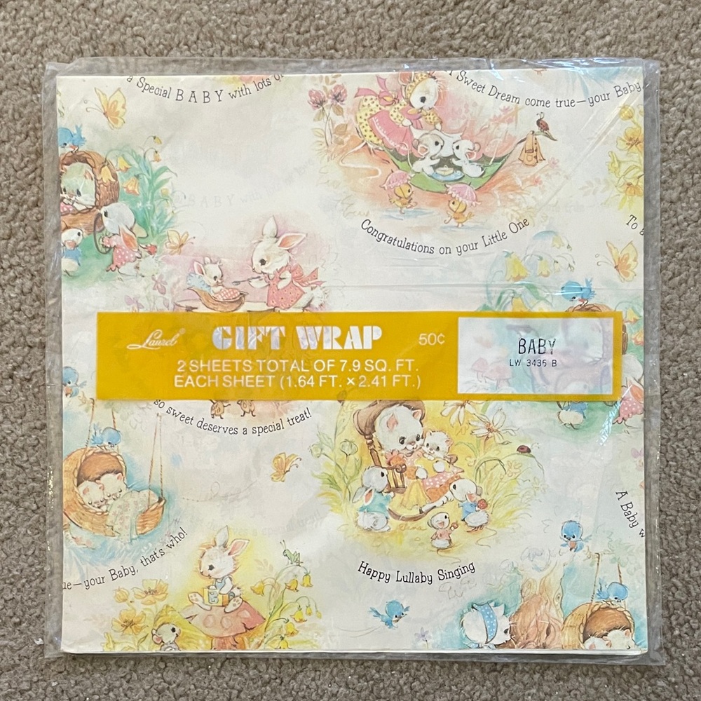 Vintage American Greetings Baby Gift Wrap